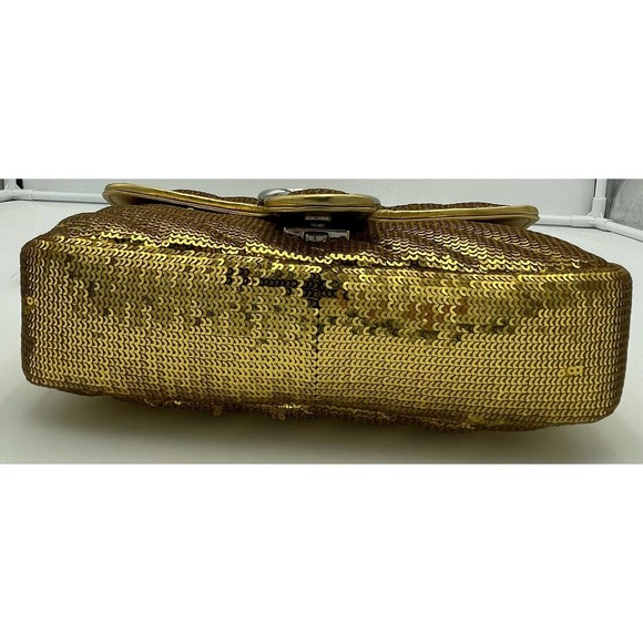 NEW! GUCCI MARMONT METALLIC SEQUIN GOLD  GG CROSSBODY BAG PURSE AUTHENTIC - Picture 11 of 15